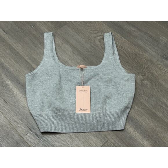 Eberjey Womens Recycled Sweater Cropped Tank Square Neck Heather Grey Size L NWT - Picture 3 of 10